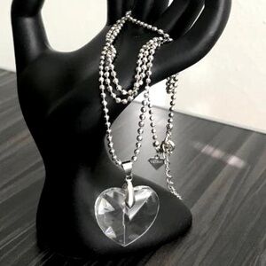 Cookie Lee Silver Tone Necklace & Heart Pendant